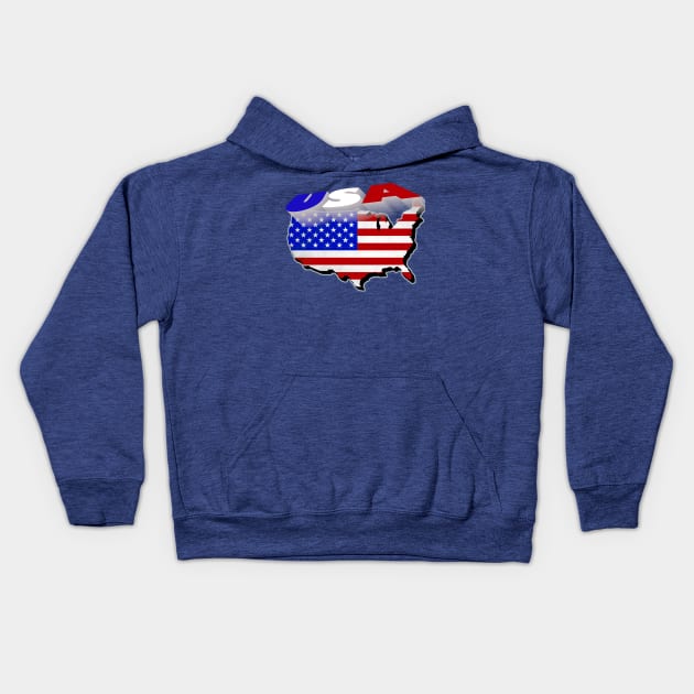 USA 3D Map Flag Kids Hoodie by KZK101